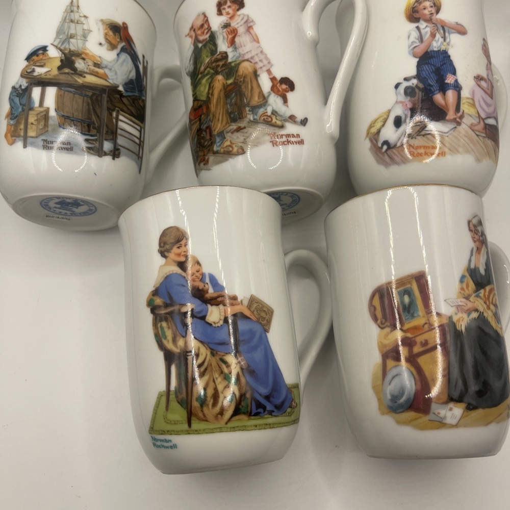 Set‎ Of 5 Norman Rockwell Coffee/ Tea Cups 4"